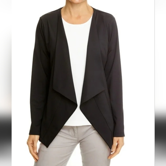KAARI BLUE Black open front shawl collar blazer. Size Large - Picture 1 of 9